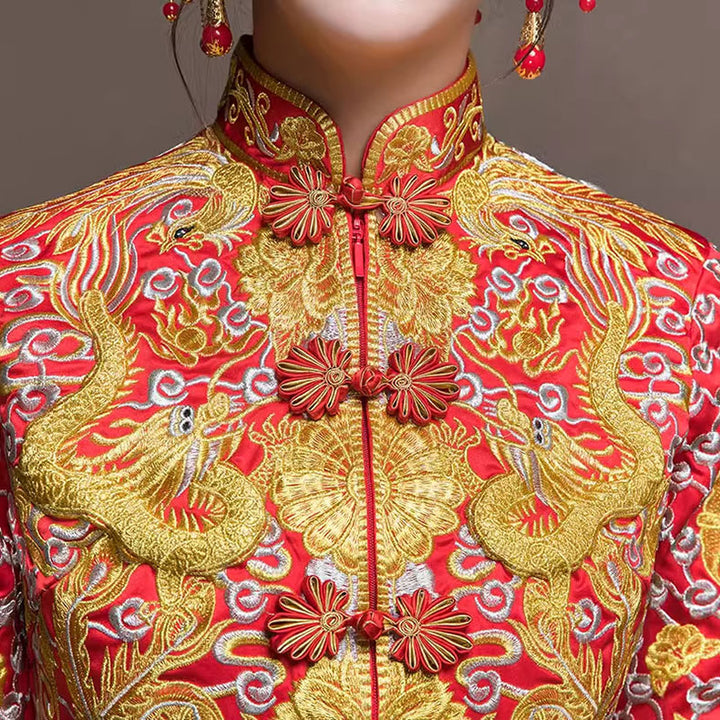 Clearance Wedding Qun Kwa with Embroidered Phoenix & Dragon