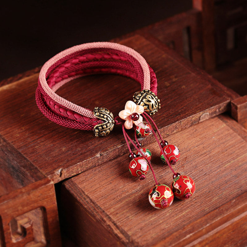 Handmade Red Cloisonné Bracelets String Bracelet