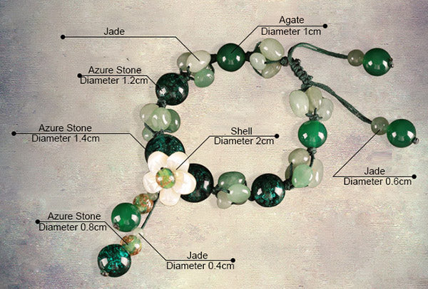 Handmade Green Azure Stone Jade String Bracelets