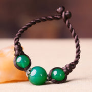 Handmade Green Agate Beads Knot Bracelets
