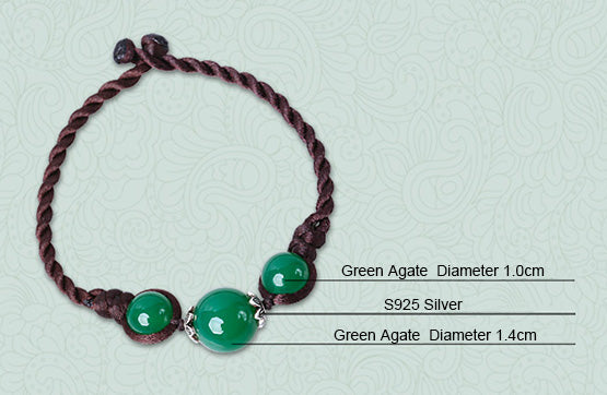 Handmade Green Agate Beads Knot Bracelets