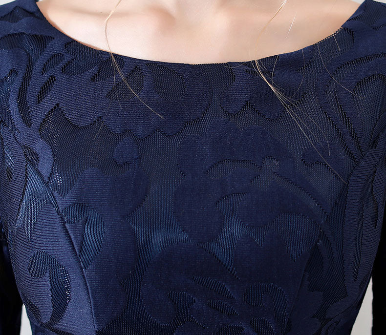 Jacquard Floral Blue A-Line Party Dress