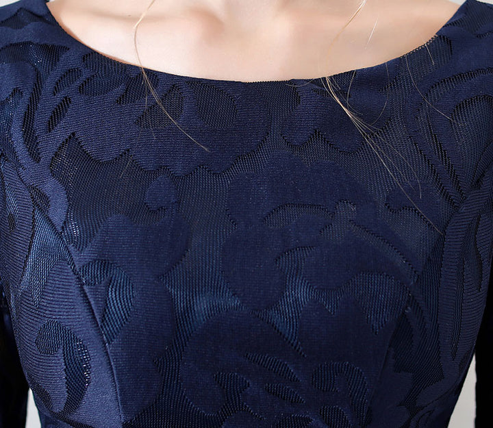 Jacquard Floral Blue A-Line Party Dress