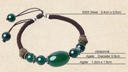Handmade Green Agate Beads String Knot Bracelets