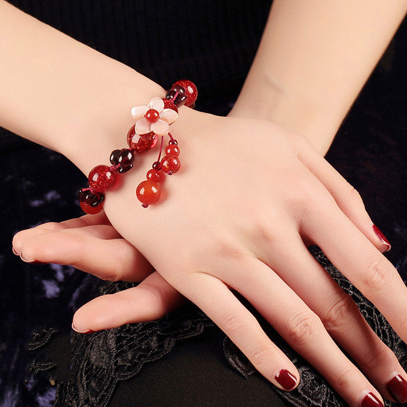 Handmade Red Agate Gamet String Bracelets