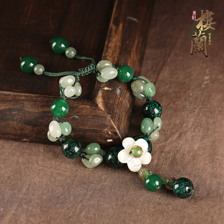 Handmade Green Azure Stone Jade String Bracelets