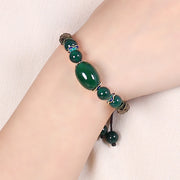 Handmade Green Agate Beads String Knot Bracelets