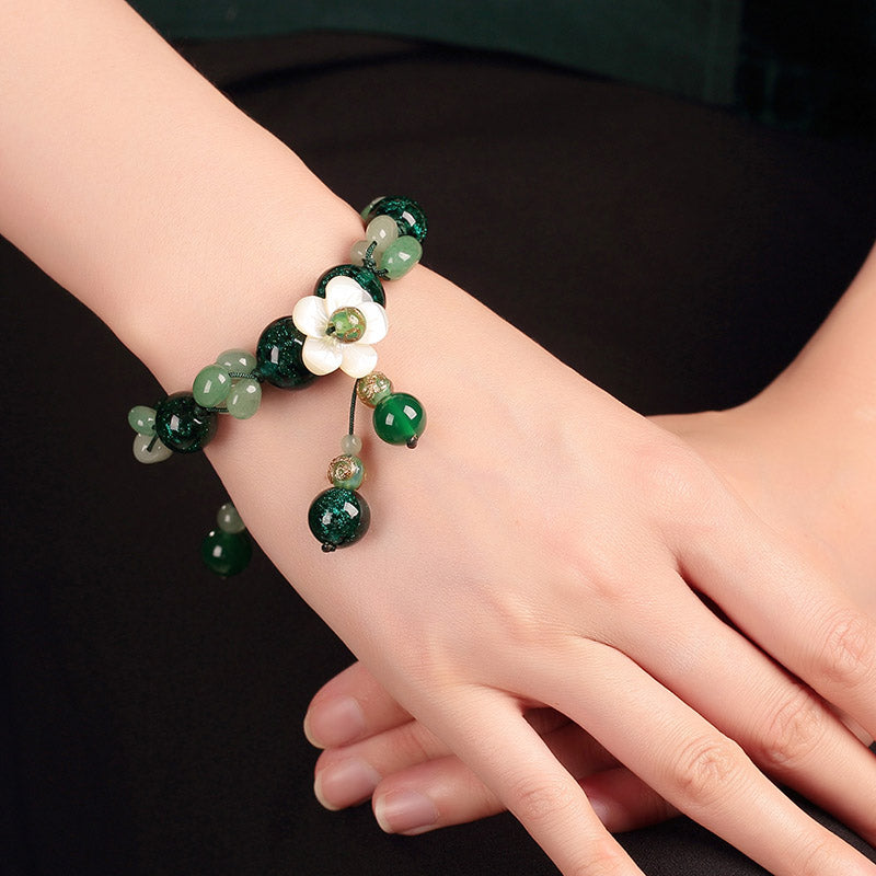 Handmade Green Azure Stone Jade String Bracelets