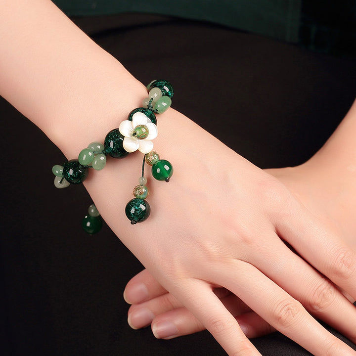 Handmade Green Azure Stone Jade String Bracelets