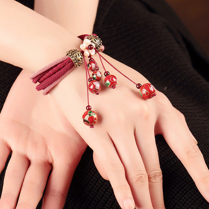 Handmade Red Cloisonné Bracelets String Bracelet