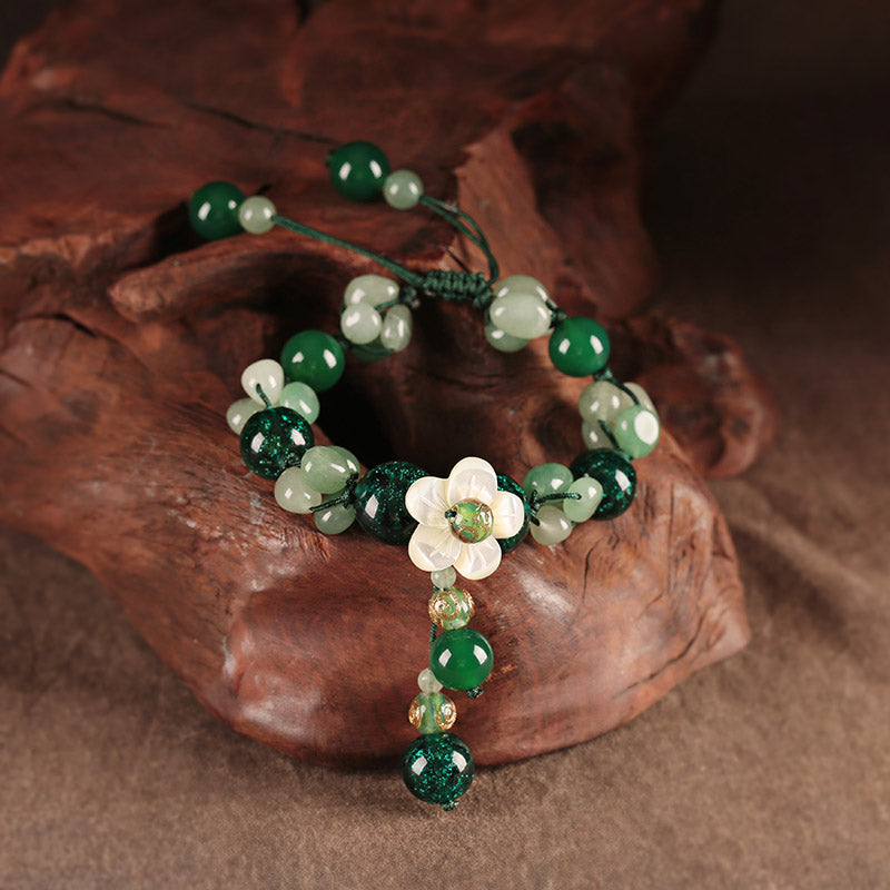 Handmade Green Azure Stone Jade String Bracelets