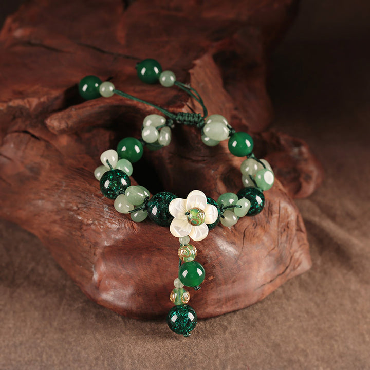 Handmade Green Azure Stone Jade String Bracelets