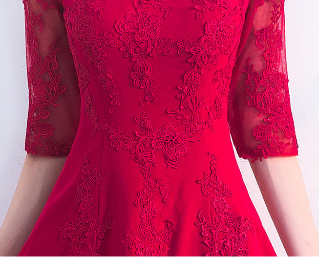 Wine Red A-Line Maxi Wedding Qipao Cheongsam Dress