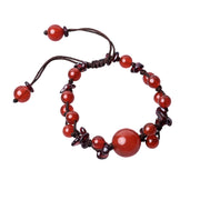 Handmade Red Agate Garnet Beads Knot Bracelets