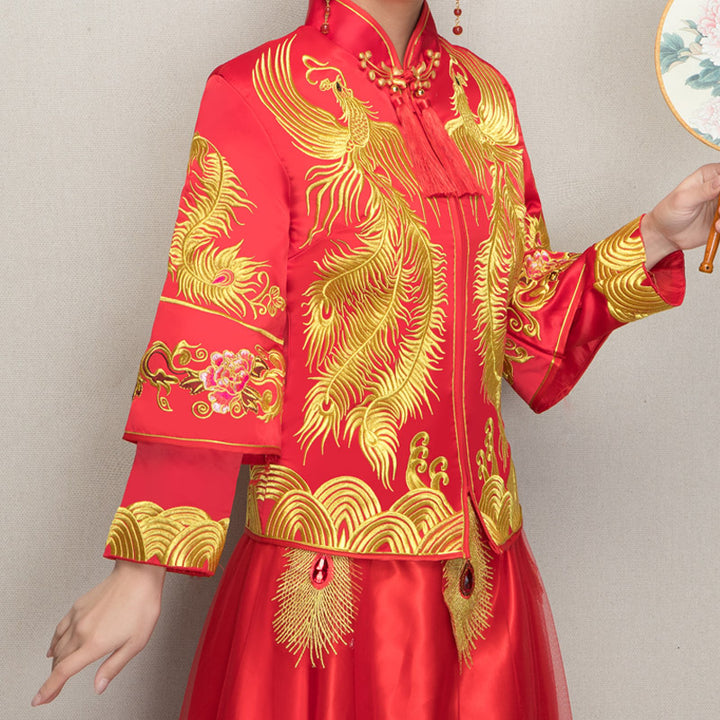 Clearance Phoenix Wedding Qun Kwa Jacket & Tulle Skirt