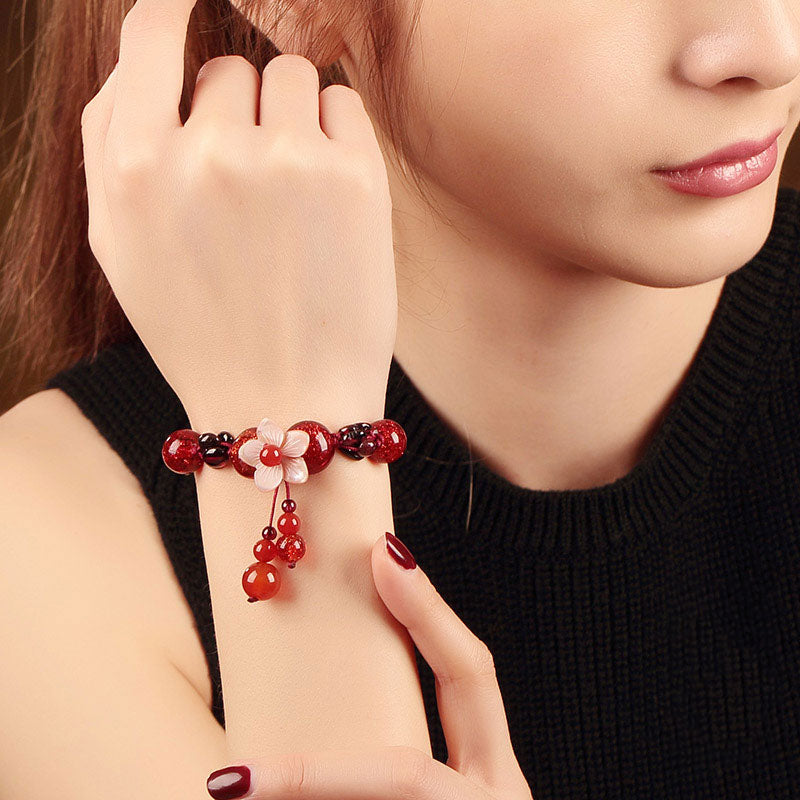 Handmade Red Agate Gamet String Bracelets