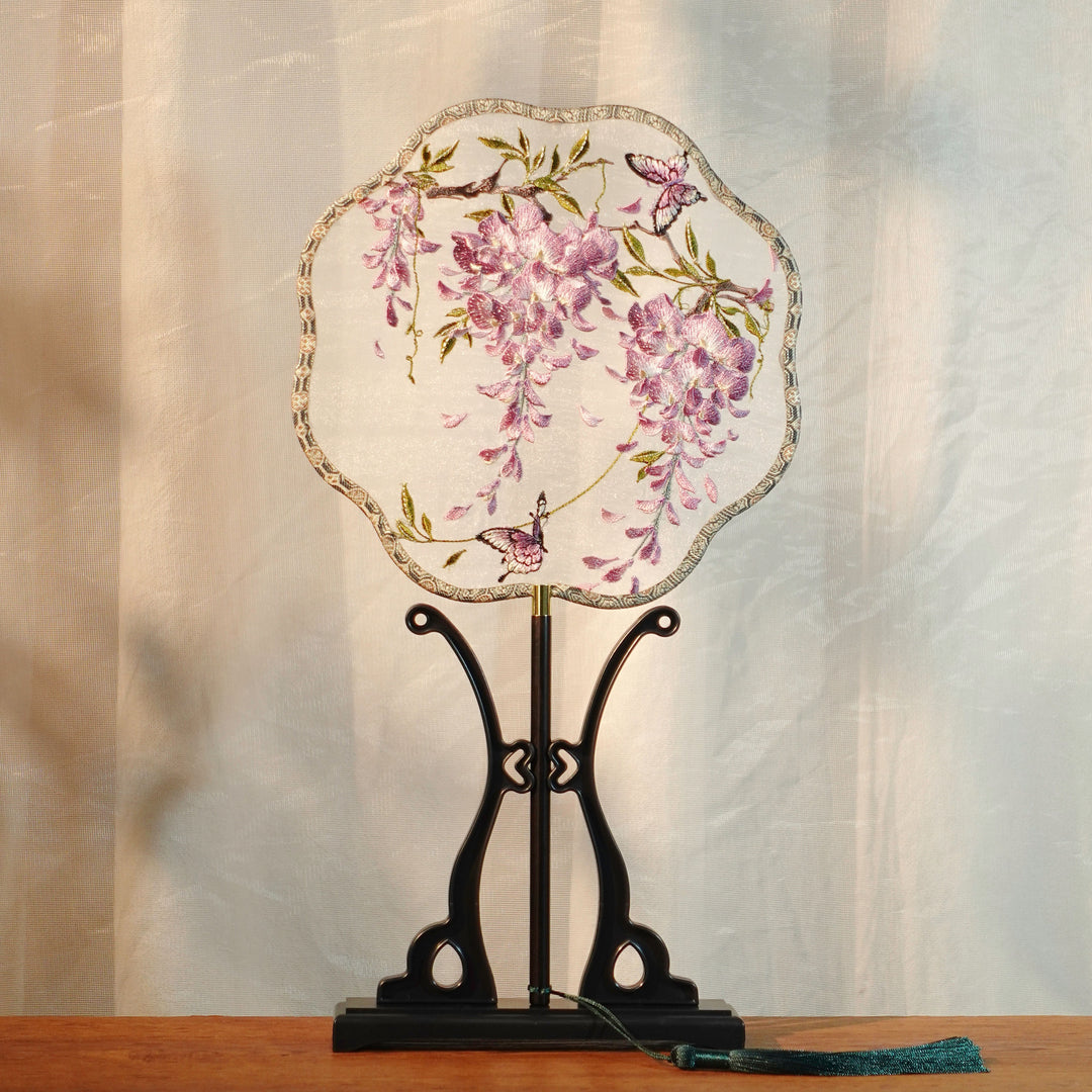Chinese Embroidered Flower Farbic Handheld Fan Wedding Gifts