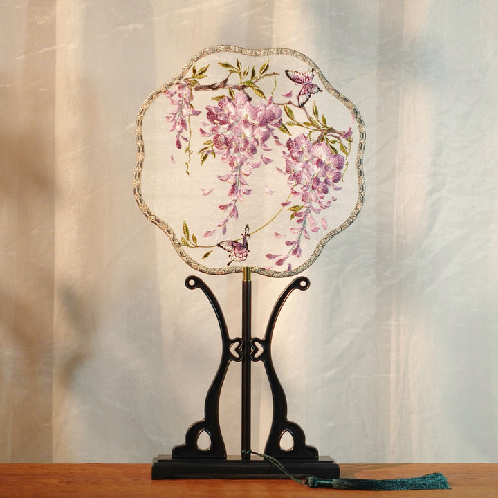 Chinese Embroidered Flower Farbic Handheld Fan Wedding Gifts