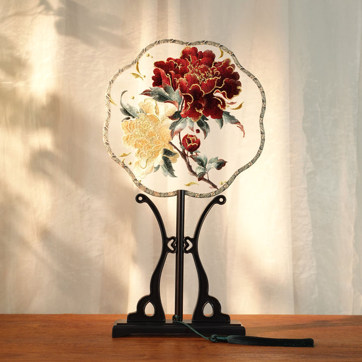 Chinese Embroidered Flower Farbic Handheld Fan Wedding Gifts