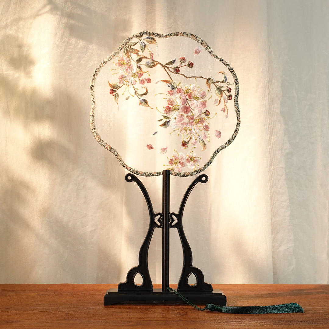 Chinese Embroidered Flower Farbic Handheld Fan Wedding Gifts