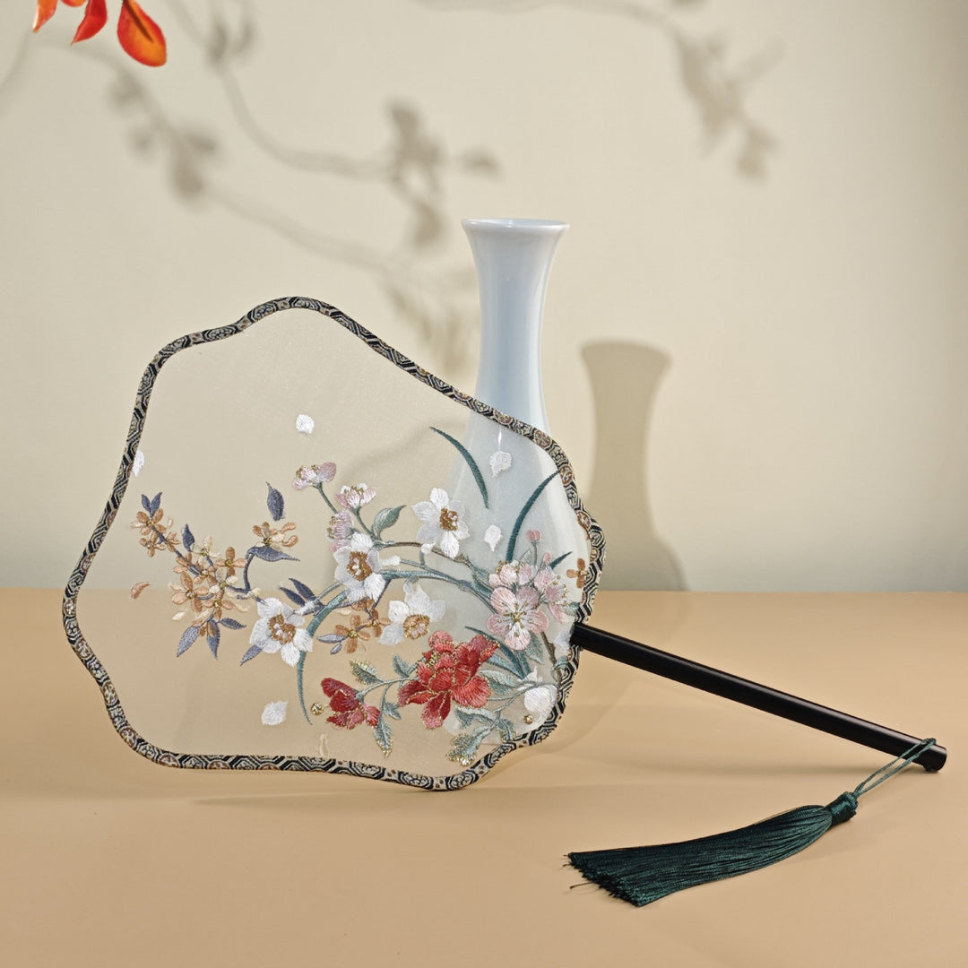 Chinese Embroidered Fabrics Handheld Fan Wedding Gifts