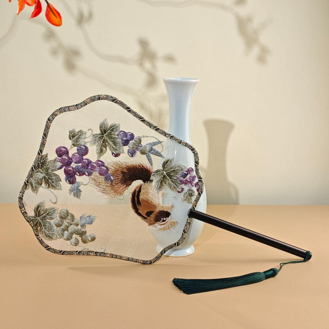 Chinese Embroidered Fabrics Handheld Fan Wedding Gifts