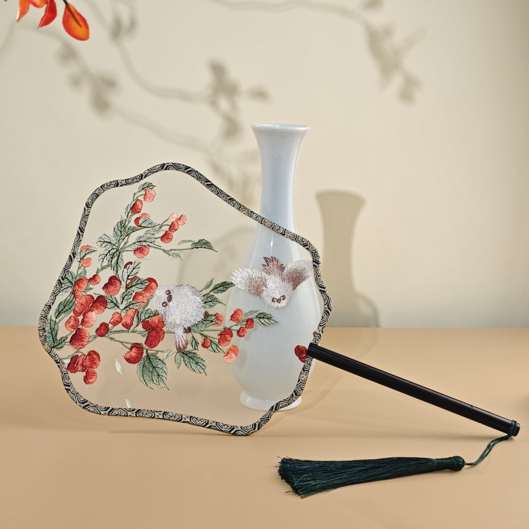 Chinese Embroidered Fabrics Handheld Fan Wedding Gifts
