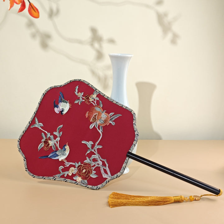 Chinese Embroidered Fabrics Handheld Fan Wedding Gifts