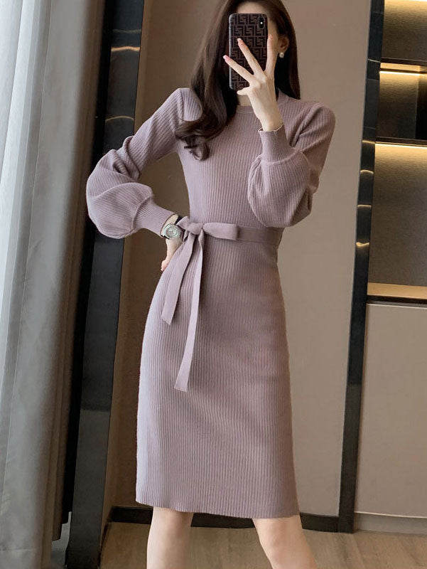 Orange Black Winter Knit Sweater Dress