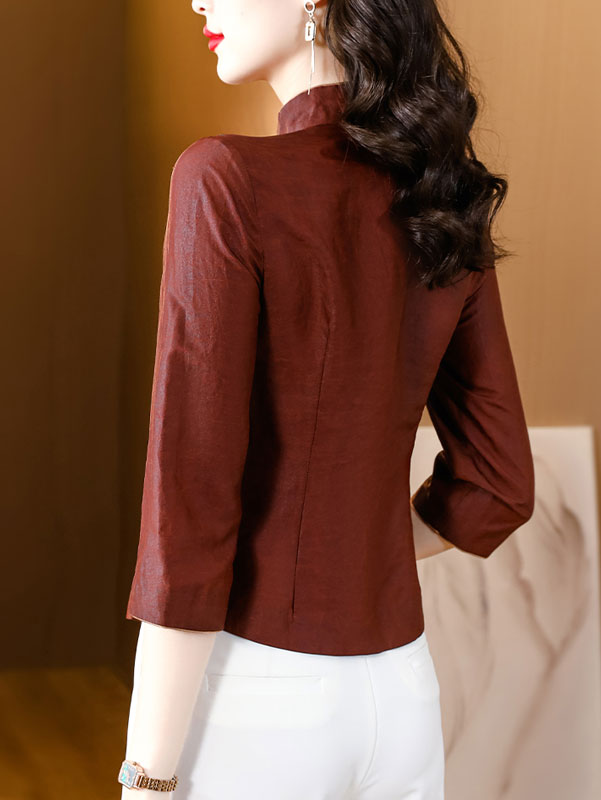 2024 Lotus Print Cheongsam Blouse Shirt