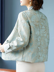 Blue Beige Mothers Jacquard Cheongsam Jacket Blouse