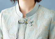 Blue Beige Mothers Jacquard Cheongsam Jacket Blouse