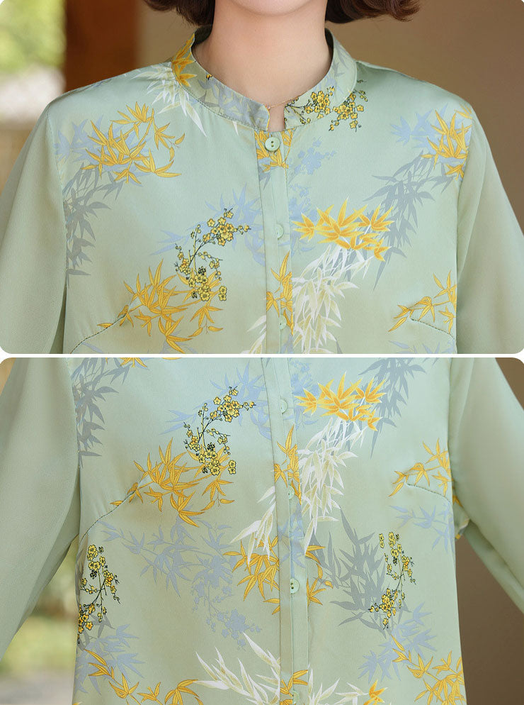Summer Floral Print Mothers Woman Blouse Shirt