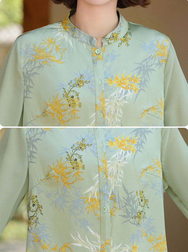 Summer Floral Print Mothers Woman Blouse Shirt