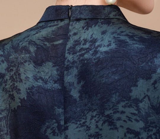 Floral Satin Mothers Woman Cheongsam Blouse Top