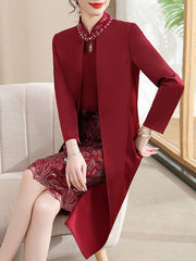 Red Bridal Mothers Winter Cheongsam Qipao Dress