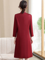 Red Bridal Mothers Winter Cheongsam Qipao Dress