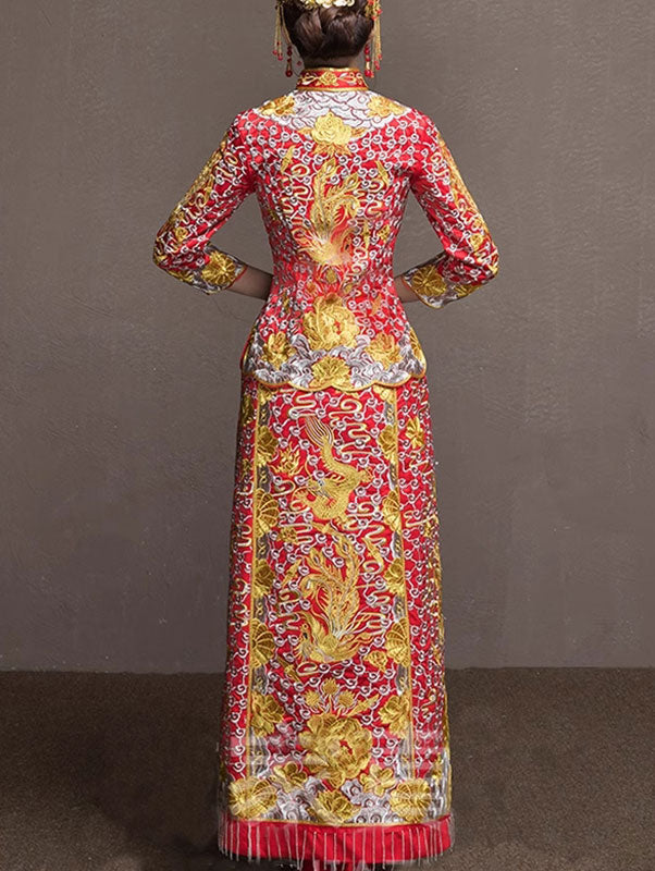 Clearance Wedding Qun Kwa with Embroidered Phoenix & Dragon