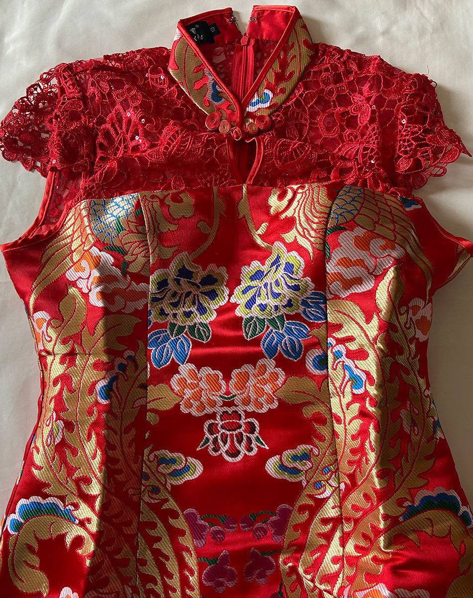 Clearance Jacquard Bridal Short Qipao Cheongsam Wedding Dress