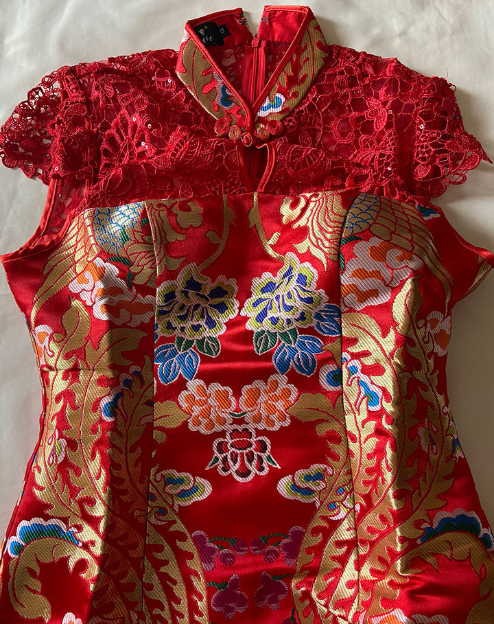 Clearance Jacquard Bridal Short Qipao Cheongsam Wedding Dress