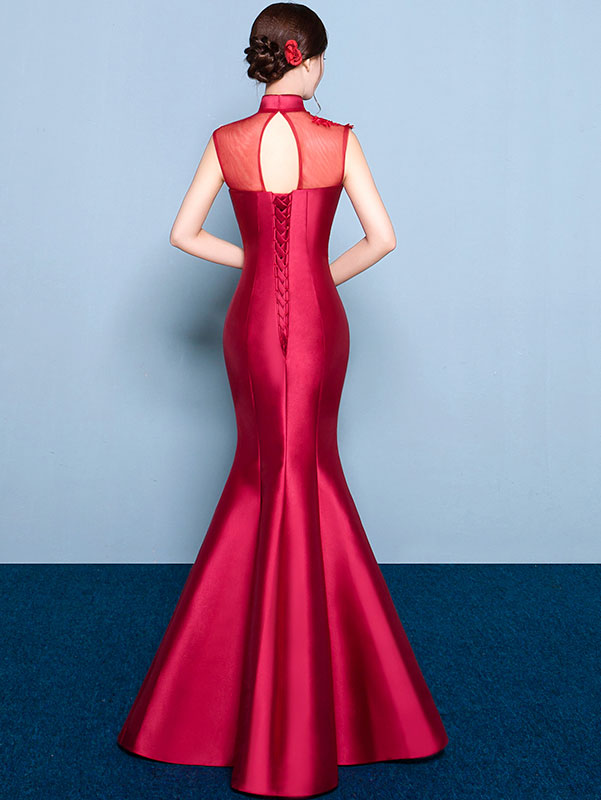 Embroidered Phoenix Mermaid Qipao Cheongsam Wedding Dress
