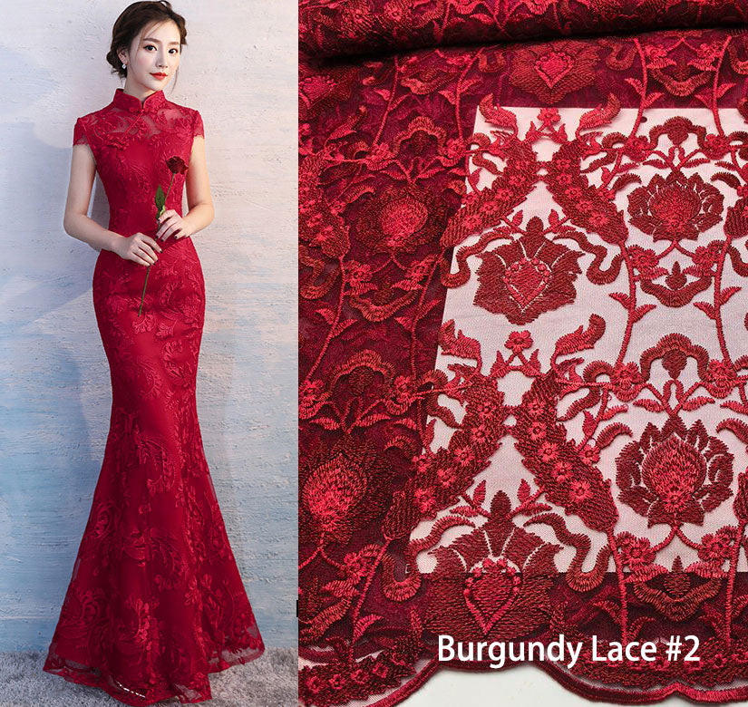 Red Lace Fishtail Wedding Bride Qipao Cheongsam Dress