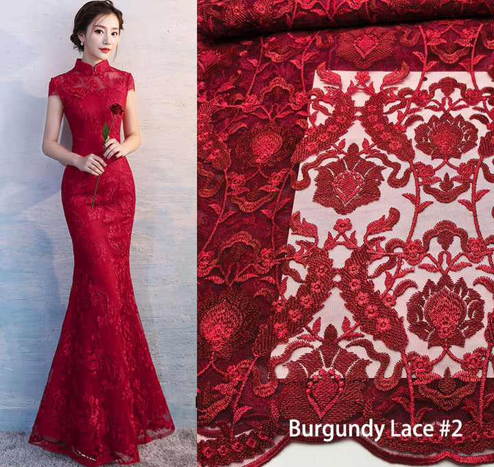 Red Lace Fishtail Wedding Bride Qipao Cheongsam Dress