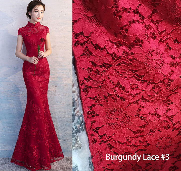 Red Lace Fishtail Wedding Bride Qipao Cheongsam Dress