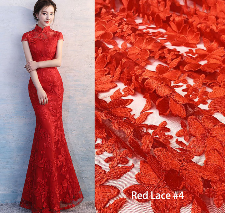 Red Lace Fishtail Wedding Bride Qipao Cheongsam Dress
