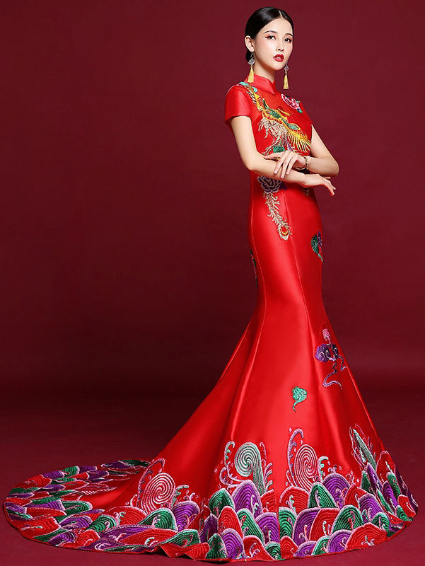 Phoenix Trumpet Mermaid Wedding Cheongsam Qipao Dress