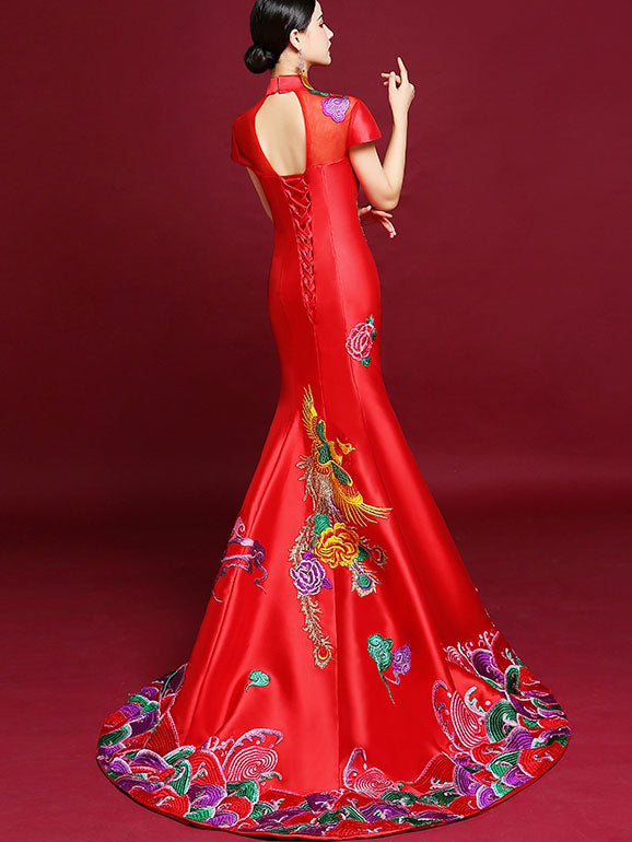 Phoenix Trumpet Mermaid Wedding Cheongsam Qipao Dress