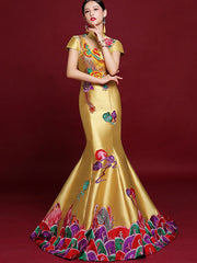 Phoenix Trumpet Mermaid Wedding Cheongsam Qipao Dress