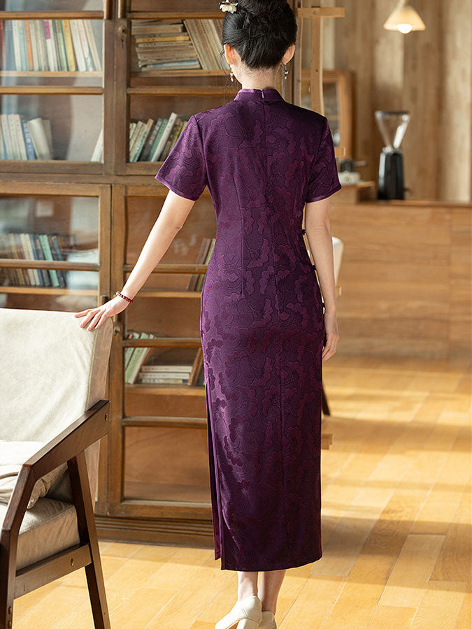 Purple Red Wedding Mothers Qipao Cheongsam Dress