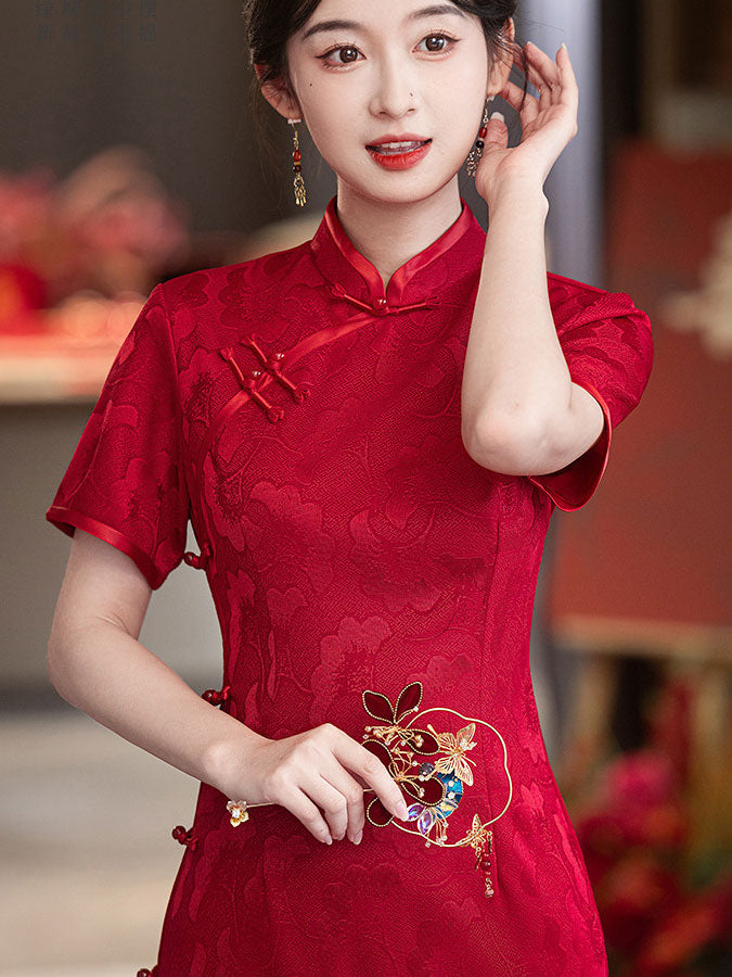 Purple Red Wedding Mothers Qipao Cheongsam Dress